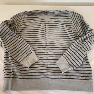 Vtg JCPenney Men XXL Gray Black Stripes Crewneck Pullover Sweater 100% Cotton